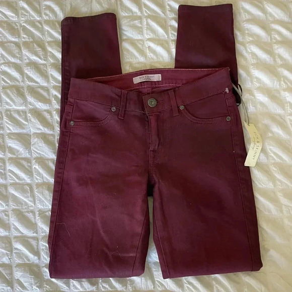 Rich & Skinny Y2K burgundy coated skinny denim